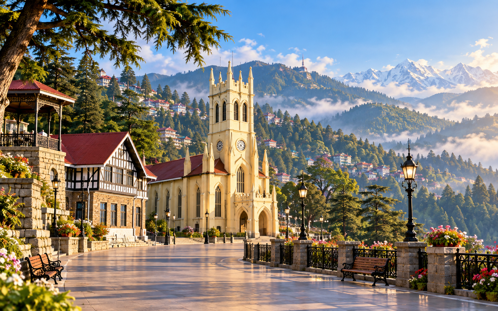 The Ridge and hill scenery in Shimla